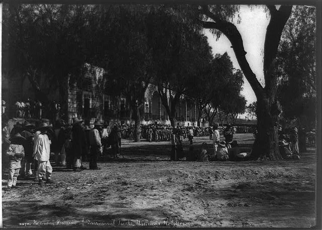 Hacienda Peotillos: Noonday bivouac of government troops, 1884