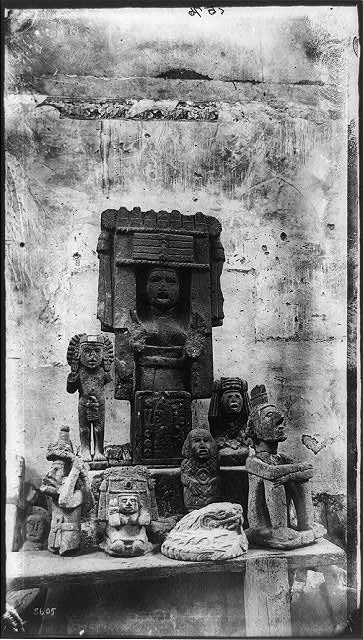 [Group of Mexican idols and artifacts, National Museum, Mexico City], 1884