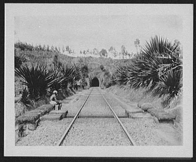 Soda water bottle curve - railway tunnel entrance near Watgoddi, Sri Lanka, 1895