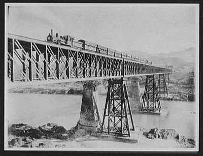 Fortified Northwestern Railway bridge over the Indus at Attock, Pakistan, Indus River, Campbellpore, 1895
