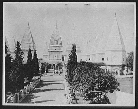 Hindu temple and tombs of the kings from inside the walls - Jammu,…, India, Jammu, 1895