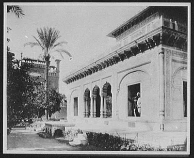 Lahore - the Barahdari in the Hazuri Bagh - white marble pavilion…, Pakistan, Lahore, 1895