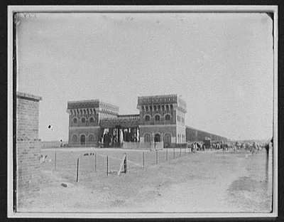 Fortified entrance to bridge, India, 1895