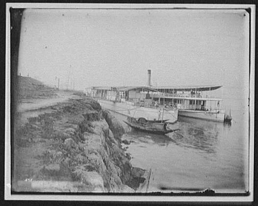 Two river steamers at Saraghat (?) on the Ganges, Bangladesh, India, Ganges River, 1895