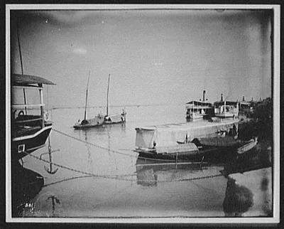 Boats at Goalanda [sic], the terminus of the Great Eastern Railway at…, Bangladesh, Goalundo, 1895
