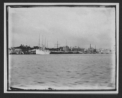 Waterfront scene, New Zealand, 1895