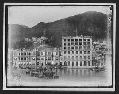 View of the harbor and the Hong Kong Hotel, 1895