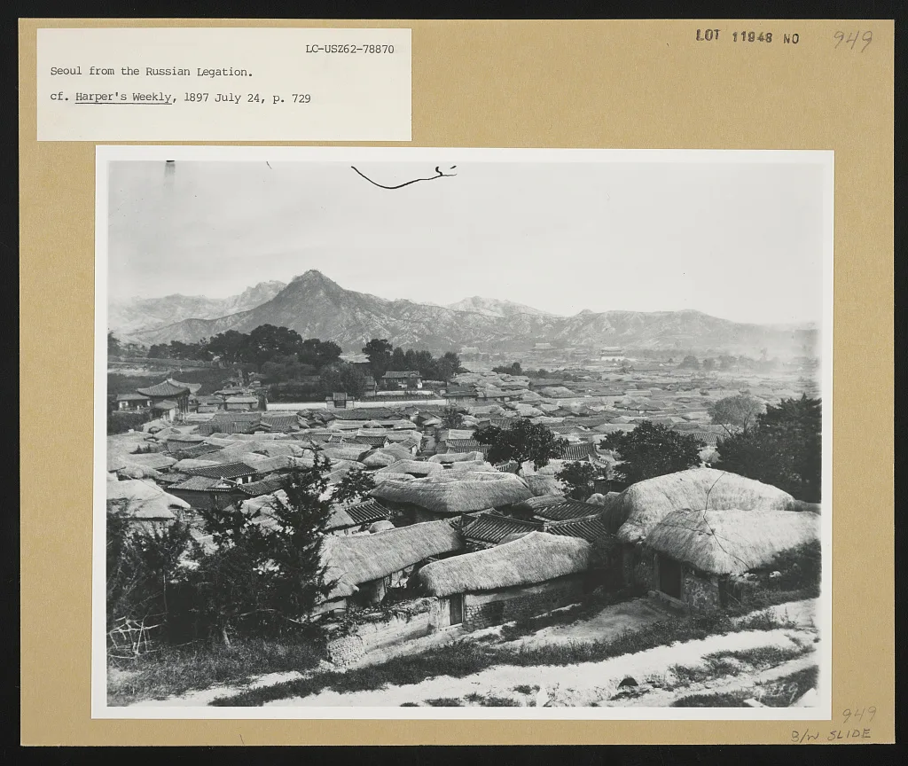 Seoul - panorama from the Russian Legation (rt. half), Korea, Seoul, 1895