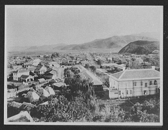 Wonsan - panoramic view toward mountains, Korea, Wonsan, 1895