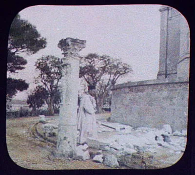 Carthage, Father Pierre de Latrie standing amid antiquities, Carthage, Tunisia, 1894