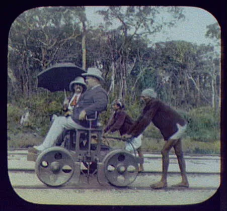 Pangborn on railway section car, Sri Lanka, 1895