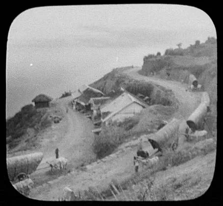 Tea wagons coming down mountain road to Haputale, Sri Lanka, Haputale, 1895
