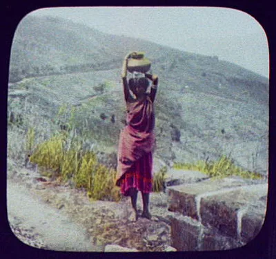 Woman with water jar on head, Sri Lanka, 1895