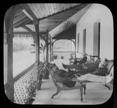 W.T.C. [i.e. World Transportation Commission] in lounge chairs at…, Sri Lanka, Bandarawela, 1895