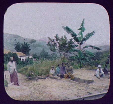 Natives beside the track at Gampola railway station, Sri Lanka, Gampola, 1895