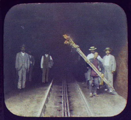 World Transp. Comm. inspecting railway tunnel, India, 1895