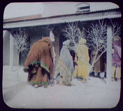 Going to charshit (?) - Indian men entering building, 1895