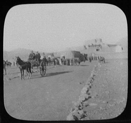 Two-wheeled "tum-tum" cart leaving Jamrud Fort for trip to nearby…, Jamrud, Pakistan, 1895