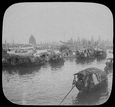 Canton - harbor crowded with sampans, Guangzhou, China, 1895