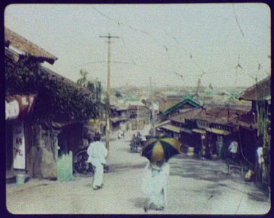 Street view overlooking city, China, 1895