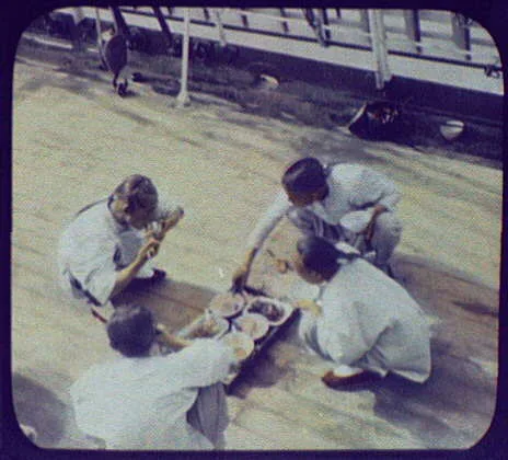 Eating with chopsticks, China, 1895