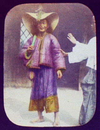 Girl posing for photograph, China, 1895