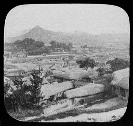 Seoul - panorama from the Russian Legation (rt. half), Korea, Seoul, 1895