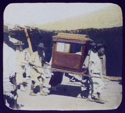 Native gentleman's sedan chair enroute from Seoul to Chemulpo, A, Korea, 1895