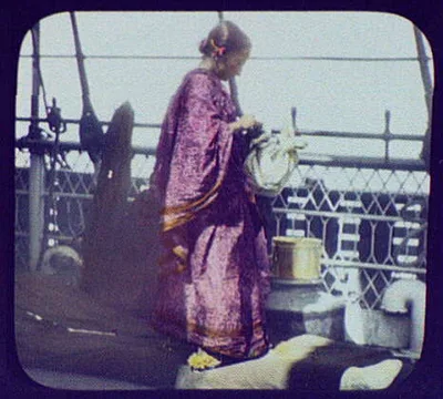Woman on deck of ship, Korea, 1895