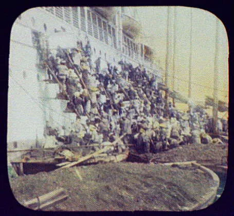 Nagasaki - workers loading ship with coal, Nagasaki, Japan, 1895