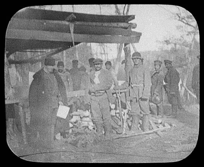 Convicts at cook house in camp near Eastern Siberian Railway, 1895
