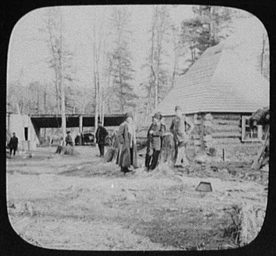 Convicts' camp near Eastern Siberian Railway, Russia, 1895