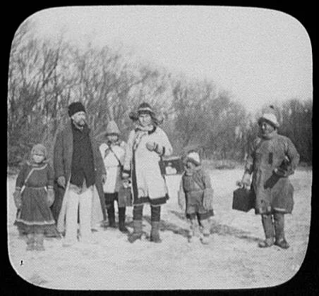William Henry Jackson posed with Goldi tribesmen, Siberia, 1895