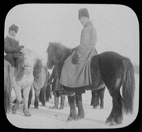 Khabarovsk - two Cossack soldiers and ponies, Khabarovsk, Russia, 1895