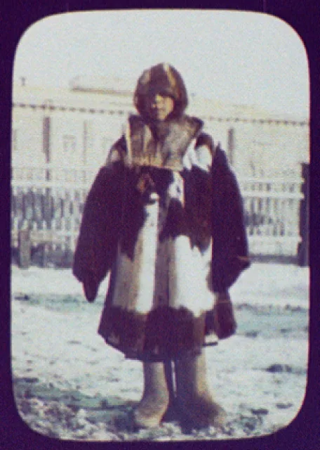 Irkutsk (?) - man standing; large building in background, Irkutsk, Russia, 1896
