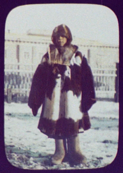 Irkutsk (?) - man standing; large building in background, Irkutsk, Russia, 1896