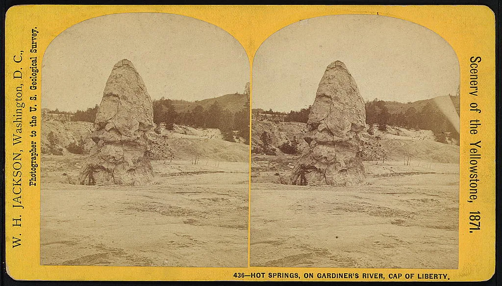Hot Springs, on Gardiner's River, Cap of Liberty, 1871