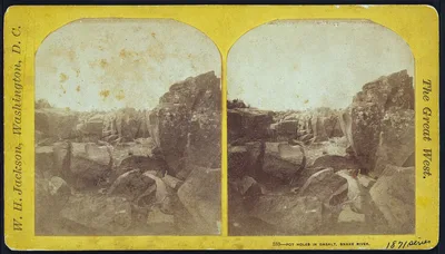 Pot holes in Basalt, Snake River, 1871