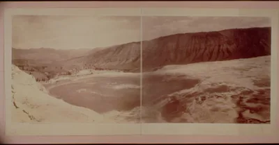 Summit of pools & Mammoth Hot Springs Hotel, Wyoming, 1892
