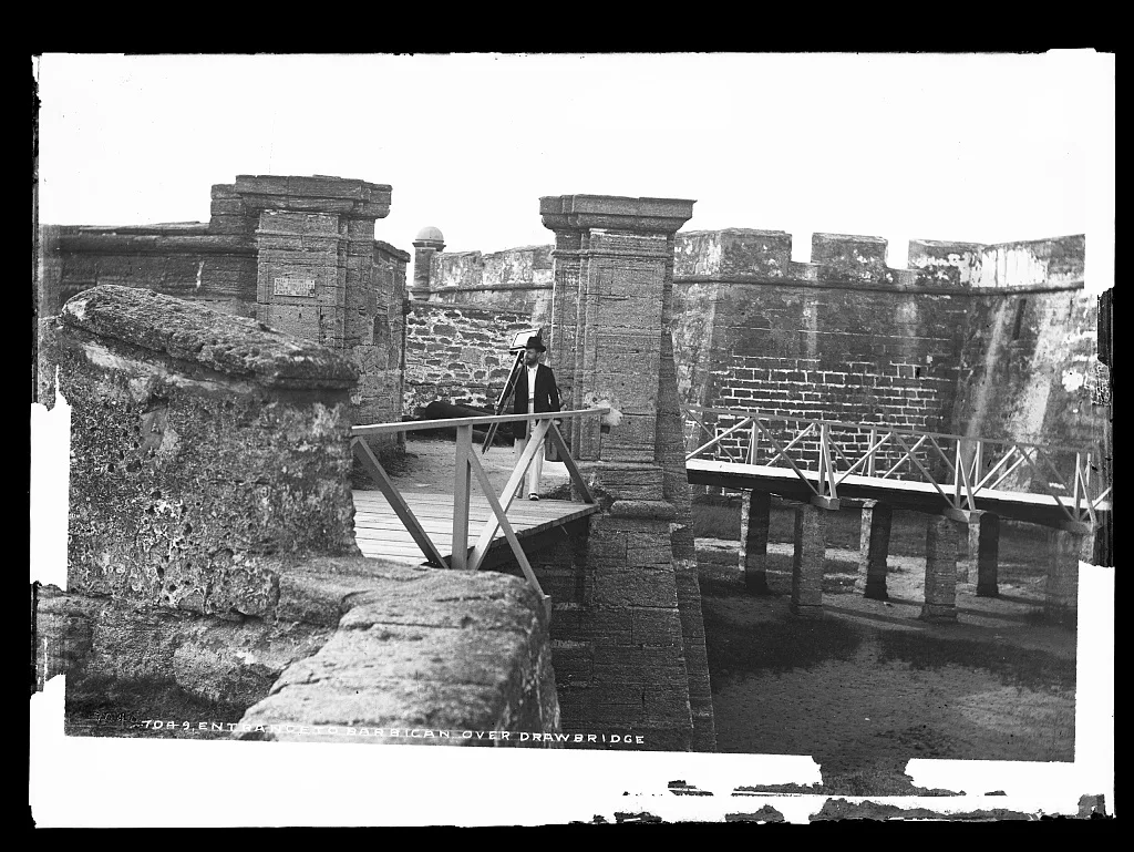 Entrance to barbican over drawbridge, Florida, 1880