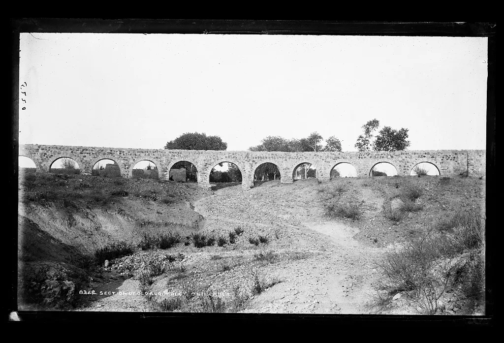Section of old aqueduct, Chihuahua, Mexico, Mexico, Chihuahua, 1880