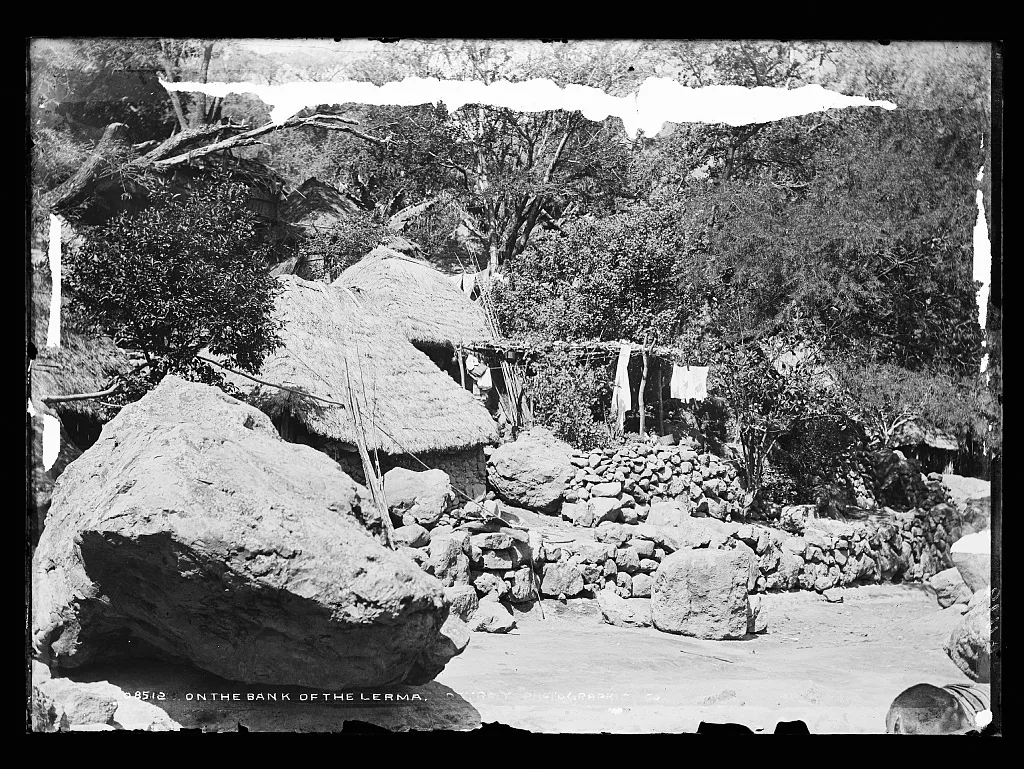 On the bank of the Lerma, Mexico, Lerma River, 1880
