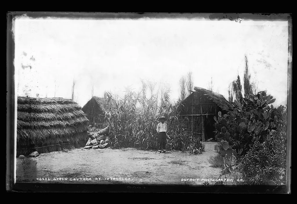 Straw cottage at Ixtacalco, Mexico, Ixtacalco, 1880