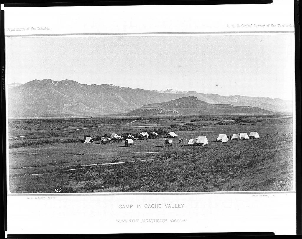 Camp in Cache Valley--Wasatch Mountain series, Idaho, Cache Valley, Utah, 1872