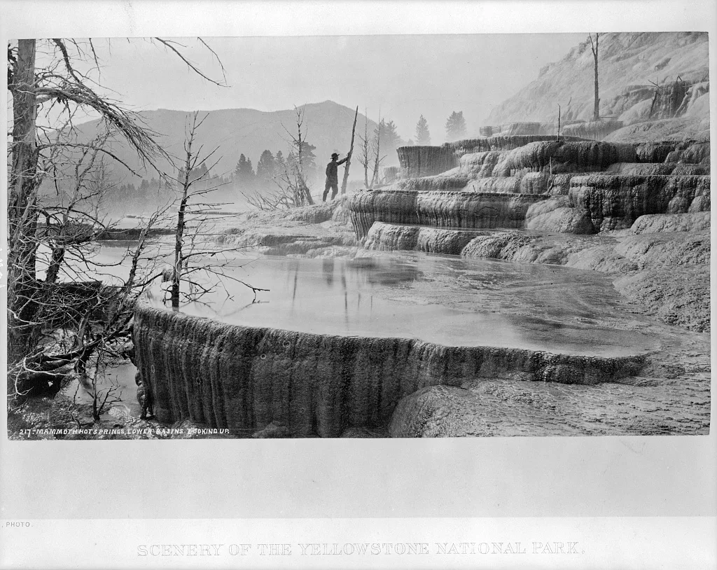 Scenery of the Yellowstone National Park. 217 Mammoth Hot Springs,…, Yellowstone National Park, Wyoming, 1872